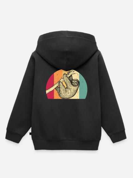Retro Faultier - Kinder Premium Organic Hoodie - Schwarz