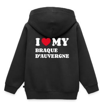J’aime mon braque d’Auvergne - Sweat Premium à capuche enfant bio - noir - Dos - AI Model Kid Male (0cm)