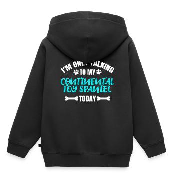 Épagneul jouet continental - Sweat Premium à capuche enfant bio - noir - Dos - AI Model Kid Male (0cm)