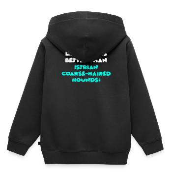 Chiens à poil grossier d’Istrie - Sweat Premium à capuche enfant bio - noir - Dos - AI Model Kid Male (0cm)