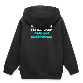 Chiens de berger catalans - Sweat Premium à capuche enfant bio - noir - Dos - AI Model Kid Male (0cm)