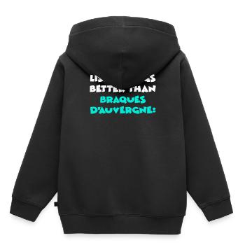 Braques d’Auvergne - Sweat Premium à capuche enfant bio - noir - Dos - AI Model Kid Male (0cm)