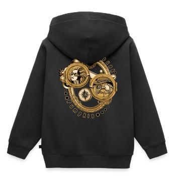 Citrouille Steampunk - Sweat Premium à capuche enfant bio - noir - Dos - AI Model Kid Male (0cm)
