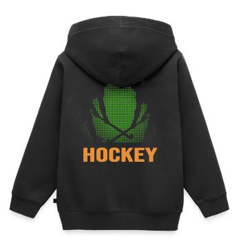 Feldhockey Hockeyspieler KunstrasenHockey - Kinder Premium Organic Hoodie - Schwarz - Hinten - AI Model Kid Male (0cm)
