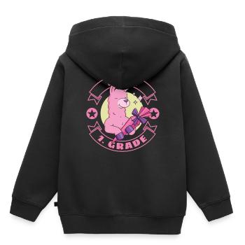 Llama Alpaga Inscription scolaire Schoolchild School Cone - Sweat Premium à capuche enfant bio - noir - Dos - AI Model Kid Male (0cm)