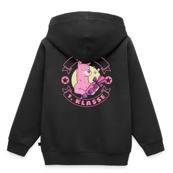 Einschulung Schulkind Schultüte Lama Alpaka - Kinder Premium Organic Hoodie - Schwarz - Hinten - AI Model Kid Male (0cm)