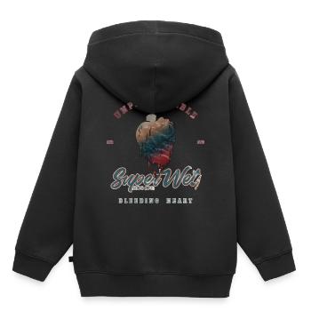 Unpredictable bleeding heart (weathered) - Kids Premium Organic Hoodie - black - Back - AI Model Kid Male (0cm)
