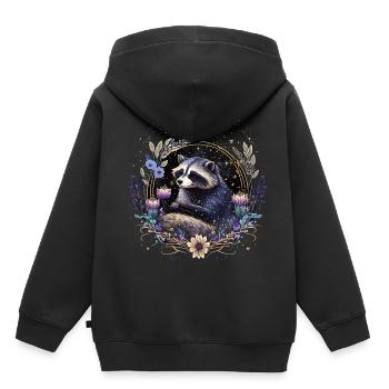 Little Raccoon, Moon, Flowers, Stars, Animals, - Kids Premium Organic Hoodie - black - Back - AI Model Kid Male (0cm)