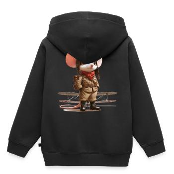 Cute Mouse Pilot - Kinder Premium Organic Hoodie - Schwarz - Hinten - AI Model Kid Male (0cm)