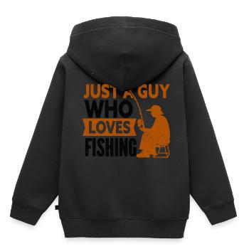 Angler Angelhaken Angelrute Sportfischer - Kinder Premium Organic Hoodie - Schwarz - Hinten - AI Model Kid Male (0cm)