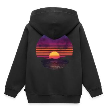 Retro Sunset Outdoor Ocean 80s Vintage - Kinder Premium Organic Hoodie - Schwarz - Hinten - AI Model Kid Male (0cm)