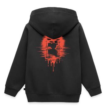 Batterie Silhouette Drum avec réflexion - Sweat Premium à capuche enfant bio - noir - Dos - AI Model Kid Male (0cm)