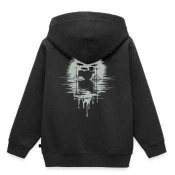 Batterie Silhouette Drum avec réflexion - Sweat Premium à capuche enfant bio - noir - Dos - AI Model Kid Male (0cm)