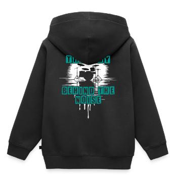 Drummer Boy Schlagzeuger Drumset Silhouette - Kinder Premium Organic Hoodie - Schwarz - Hinten - AI Model Kid Male (0cm)