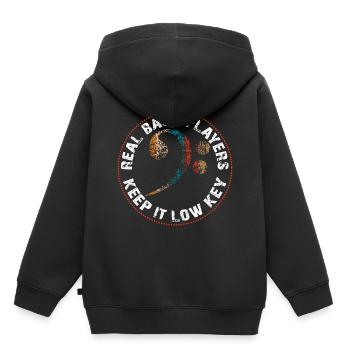 Vintage Bassschlüssel mit lustigem Spruch - Kinder Premium Organic Hoodie - Schwarz - Hinten - AI Model Kid Male (0cm)