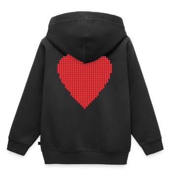 Bâton de coeur point de croix à la main - Sweat Premium à capuche enfant bio - noir - Dos - AI Model Kid Male (0cm)