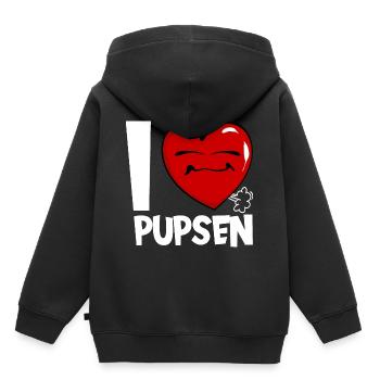 ICH LIEBE PUPSEN FURZEN BLÄHUNGEN - Kinder Premium Organic Hoodie - Schwarz - Hinten - AI Model Kid Male (0cm)