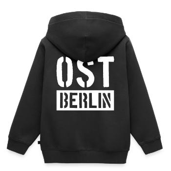 OSTBERLIN BER OST BERLIN - Kinder Premium Organic Hoodie - Schwarz - Hinten - AI Model Kid Male (0cm)