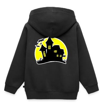 Maison d'Halloween Maison hantée - Sweat Premium à capuche enfant bio - noir - Dos - AI Model Kid Male (0cm)
