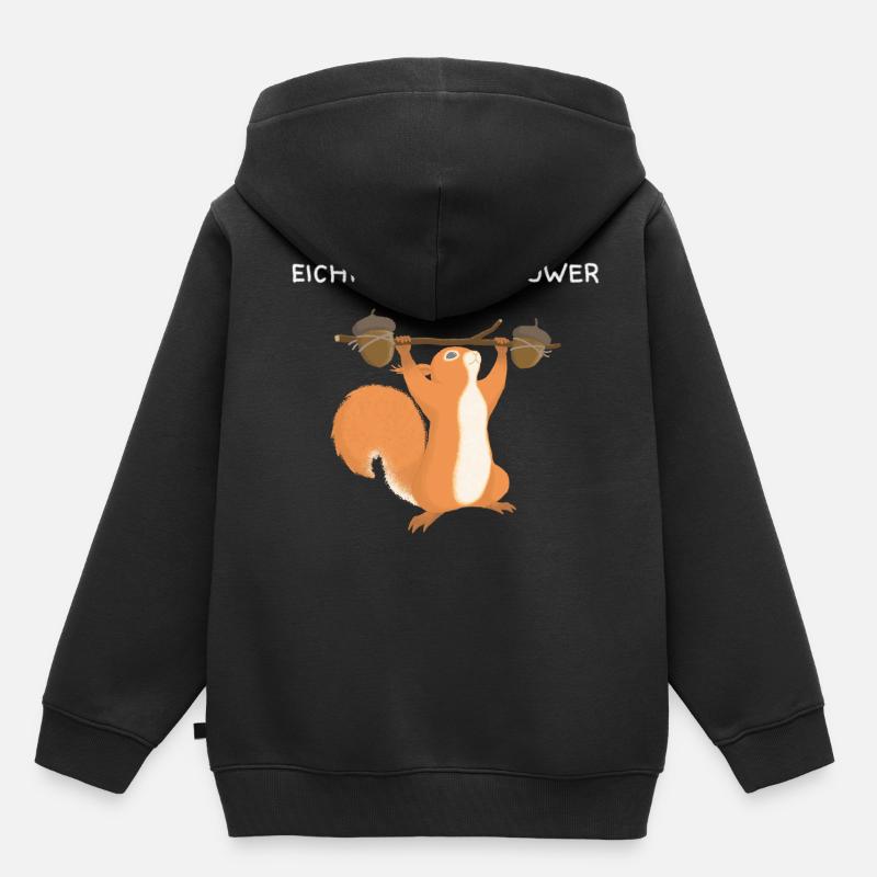 Entraînement en force de l'écureuil - Sweat Premium à capuche enfant bio - noir