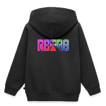 Rétro J - Sweat Premium à capuche enfant bio - noir - Dos - AI Model Kid Male (0cm)