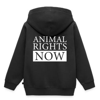 ANIMAL RIGHTS NOW - Kinder Premium Organic Hoodie - Schwarz - Hinten - AI Model Kid Male (0cm)