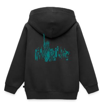 New York Tuerkis - Sweat Premium à capuche enfant bio - noir - Dos - AI Model Kid Male (0cm)