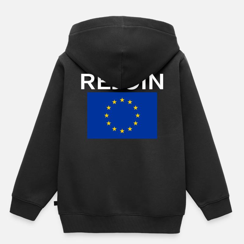 Rejoindre le texte blanc de l’UE - Sweat Premium à capuche enfant bio - noir