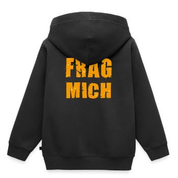 Frag mich, Ask me, So frag doch - warum nicht? - Kinder Premium Organic Hoodie - Schwarz - Hinten - AI Model Kid Male (0cm)