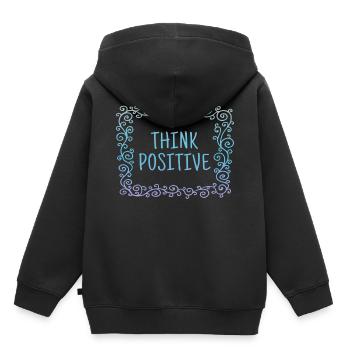 Think positive, coole, Sprüche, Positives Denken - Kinder Premium Organic Hoodie - Schwarz - Hinten - AI Model Kid Male (0cm)
