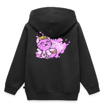 Gitty Glamour Katze Diva PrinzessinAquarell - Kinder Premium Organic Hoodie - Schwarz - Hinten - AI Model Kid Male (0cm)