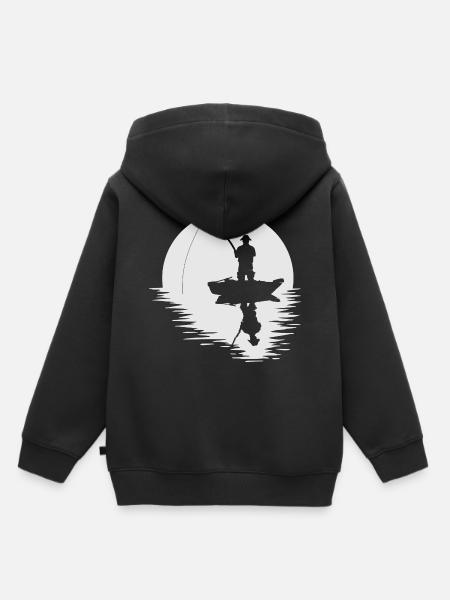 Vollmond Angler Mond angeln Fischen Style Geschenk - Kinder Premium Organic Hoodie - Schwarz