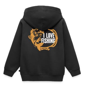 Angler Angelhaken Angelrute Sportfischer - Kinder Premium Organic Hoodie - Schwarz - Hinten - AI Model Kid Male (0cm)