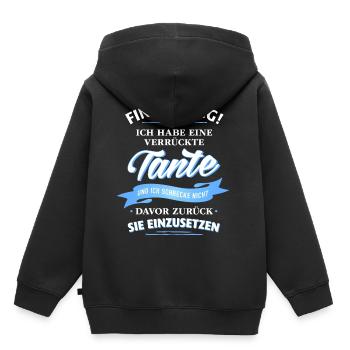 Finger weg! verrückte Tante Verwandte Familie Kind - Kinder Premium Organic Hoodie - Schwarz - Hinten - AI Model Kid Male (0cm)