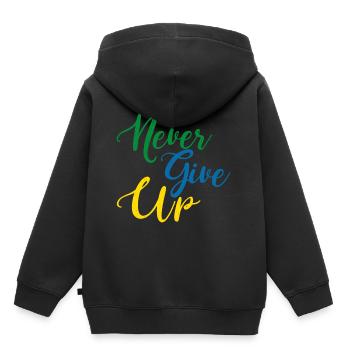 Ne jamais abandonner - Sweat Premium à capuche enfant bio - noir - Dos - AI Model Kid Male (0cm)