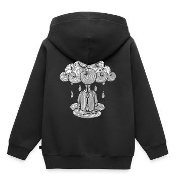 nuage, lundi nuage pluie, le lundi c'est nul... - Sweat Premium à capuche enfant bio - noir - Dos - AI Model Kid Male (0cm)