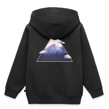 Montagne avec nuages - Sweat Premium à capuche enfant bio - noir - Dos - AI Model Kid Male (0cm)