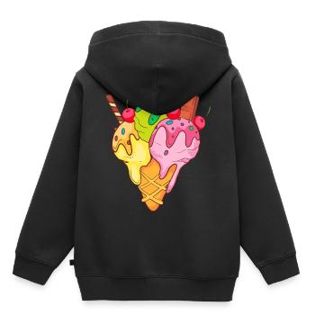 Crème glacée, crème glacée, crème glacée, crème glacée, boule, crème glacée, sundae - Sweat Premium à capuche enfant bio - noir - Dos - AI Model Kid Male (0cm)