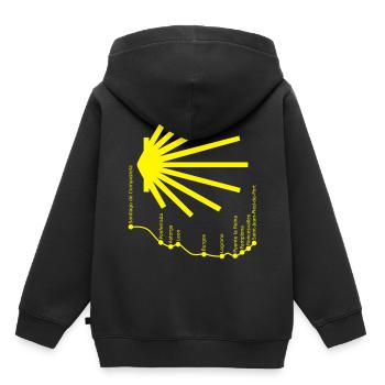 Chemin de Santiago 034 Jaune - Sweat Premium à capuche enfant bio - noir - Dos - AI Model Kid Male (0cm)