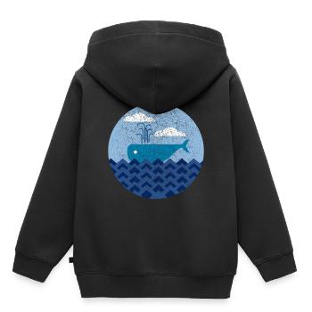 La géométrie de cadeau de poisson de baleine fraîche minimaliste - Sweat Premium à capuche enfant bio - noir - Dos - AI Model Kid Male (0cm)