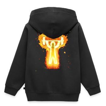 Gym Pictogramme brûlant - Sweat Premium à capuche enfant bio - noir - Dos - AI Model Kid Male (0cm)