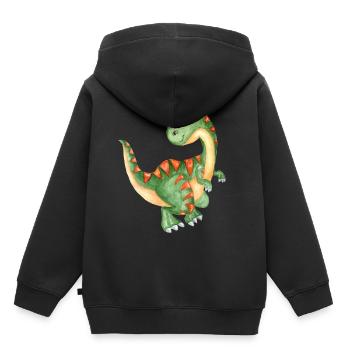 Cadeau enfant dinosaure dinosaure - Sweat Premium à capuche enfant bio - noir - Dos - AI Model Kid Male (0cm)