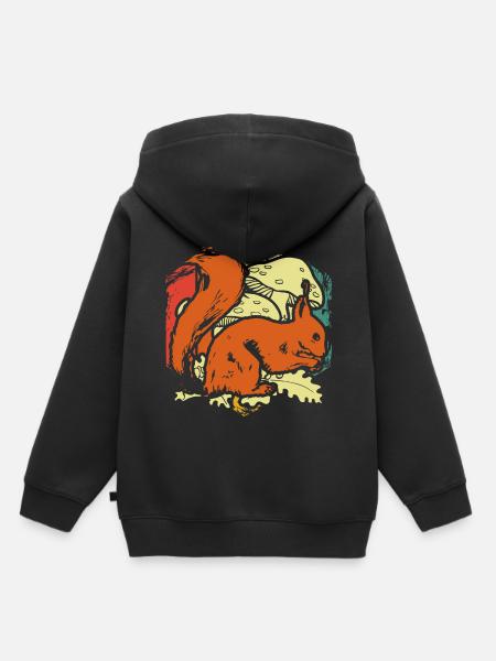 Eichhörnchen Herbst Pilze - Kinder Premium Organic Hoodie - Schwarz