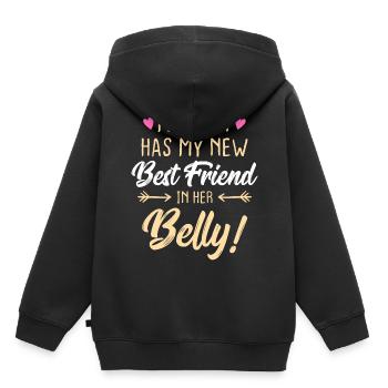 Ma tante a mon meilleur nouvel ami dans son ventre - Sweat Premium à capuche enfant bio - noir - Dos - AI Model Kid Male (0cm)