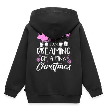 Je rêve d'un noël rose - flamant rose - Sweat Premium à capuche enfant bio - noir - Dos - AI Model Kid Male (0cm)