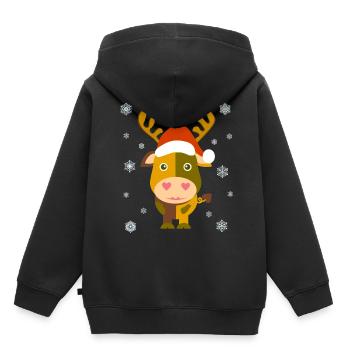 Weihnachtskuh / Santa Cow /Illustration Comicstyle - Kinder Premium Organic Hoodie - Schwarz - Hinten - AI Model Kid Male (0cm)