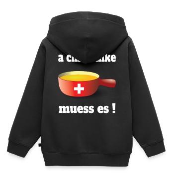 Fondue - a chli stinke muess es - Schweiz - Kinder Premium Organic Hoodie - Schwarz - Hinten - AI Model Kid Male (0cm)