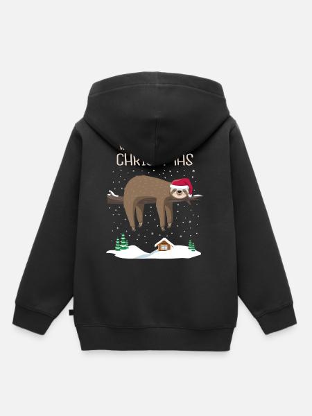 Sloth Christmas Sloth Christmas Gift Wake - Kids Premium Organic Hoodie - black