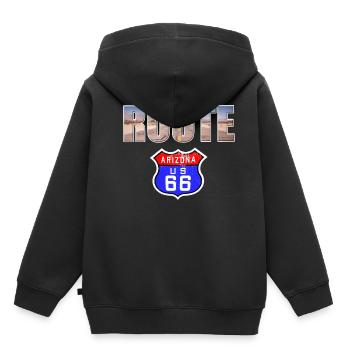 Route 66 - Kids Premium Organic Hoodie - black - Back - AI Model Kid Male (0cm)