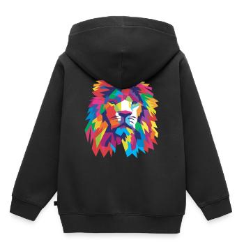 Tête de lion - Sweat Premium à capuche enfant bio - noir - Dos - AI Model Kid Male (0cm)